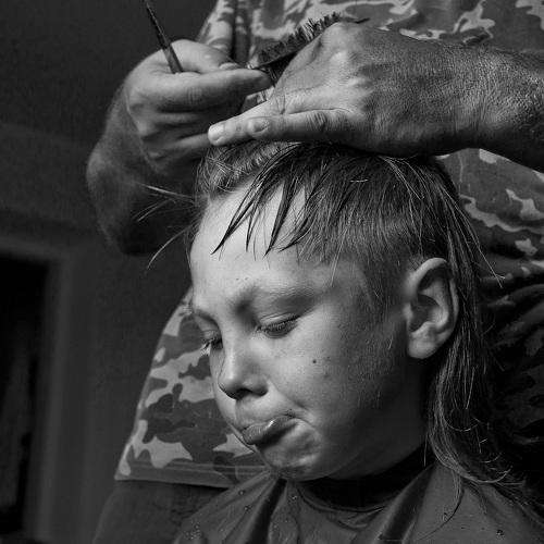 If my dad thinks that he can cut hair..