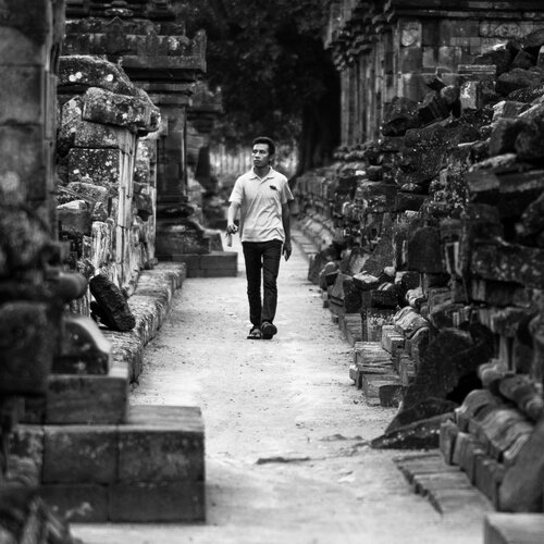Between the ruins of temple