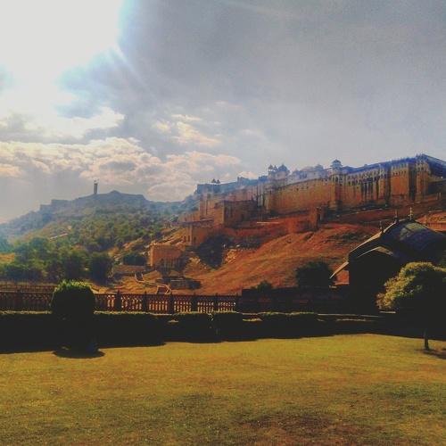 Amber fort in the shades of clouds