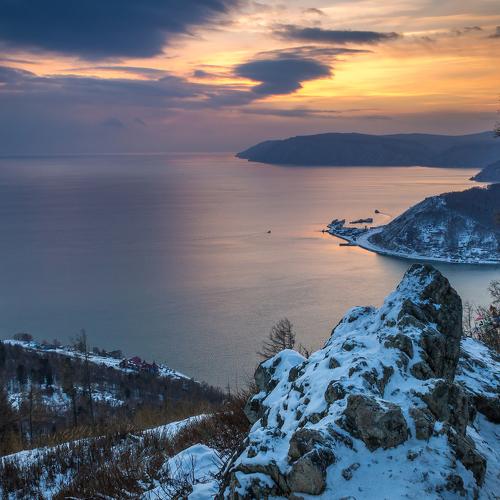 закат на озере Байкал