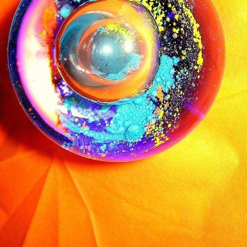 "SPace" - painting, sealed in a glass globe