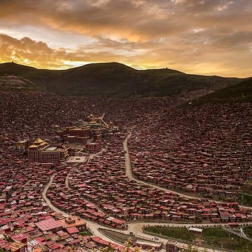 Sunrise at Larung Gar