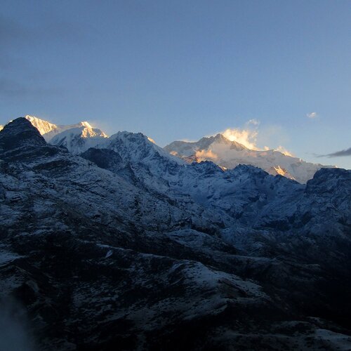 The Himalayas. Sunrise.