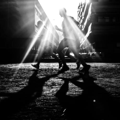 Runners under the light
