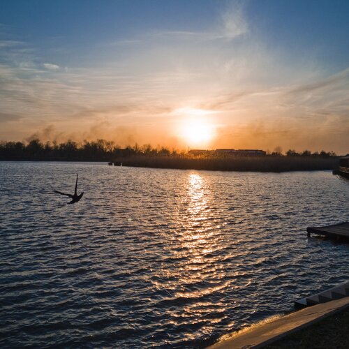 At sunset of the day