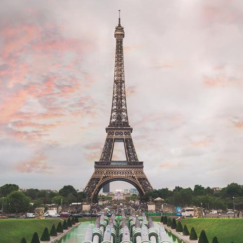 Sunset over the Eiffel tower