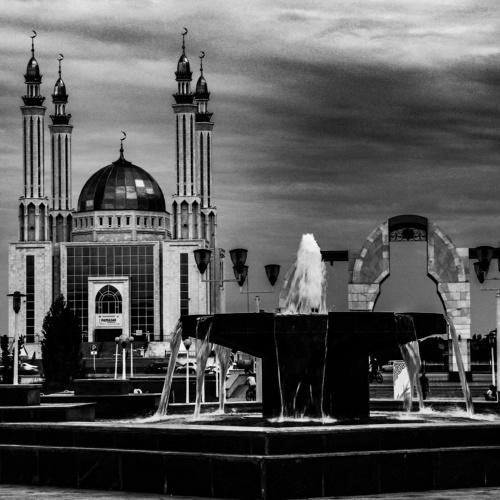 black and white mosque