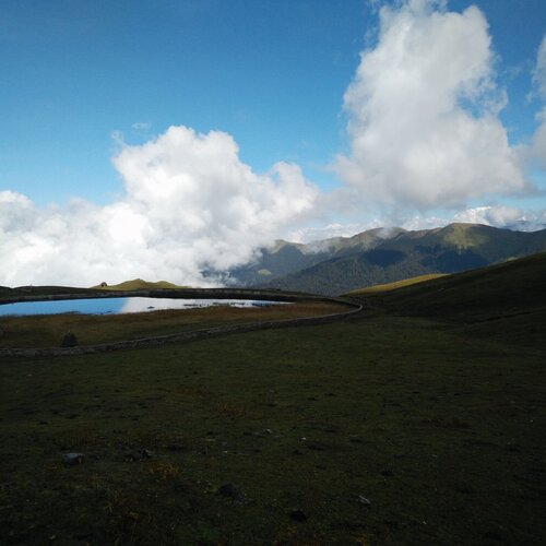 Blue water at the hill