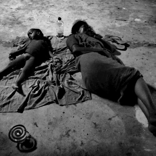 Mother and son lost in sleeping world
