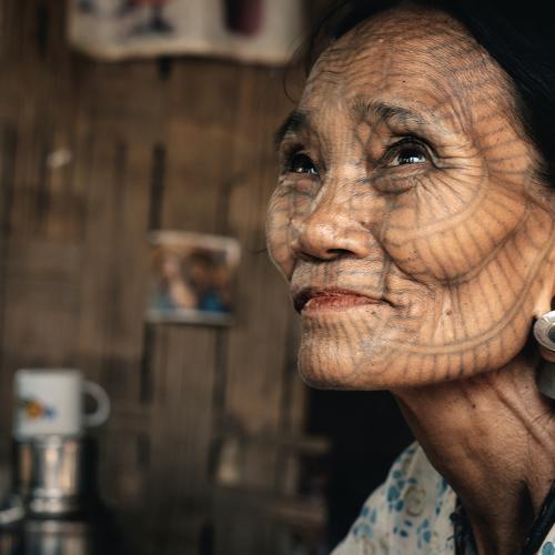 Tattooed woman of Chin Tribe Villages, Myanmar