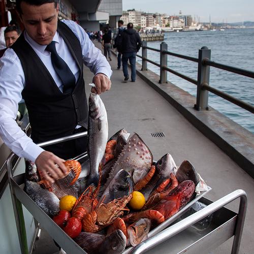 Restaurant, Galata Bridge. Istanbul.