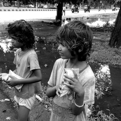 Children waiting for food