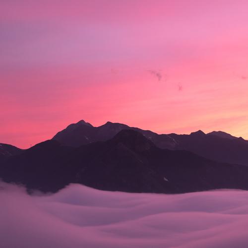 Pink Sunset in Mountains
