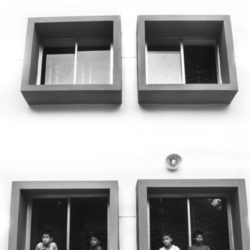 Orphan kids in box