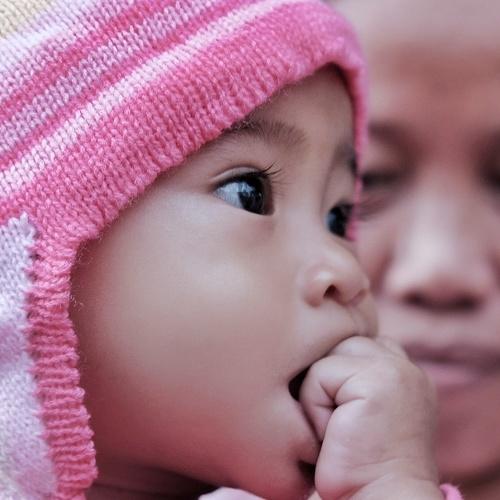 Mother face in child