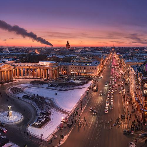 Вечерний Петербург. Перспектива Невского проспекта