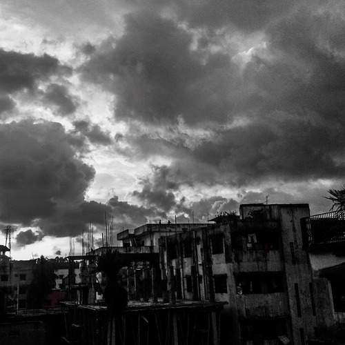 The Sun was setting & thunder was coming