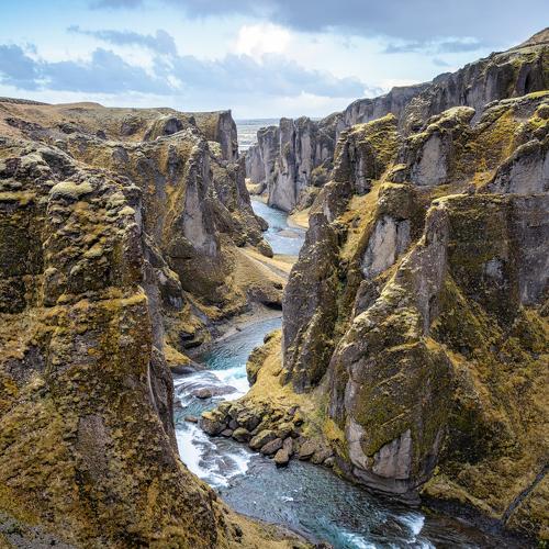 View of Fjaðrárgljúfur Canyon