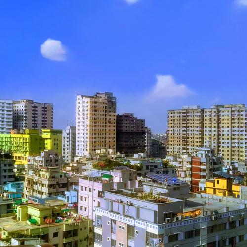 City view with blue sky