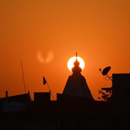 Temple and sun