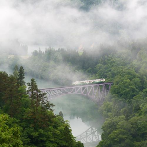 A train in foggy morning