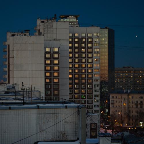Бетонное дерево под закатом