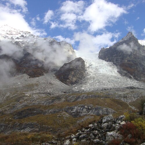 Glacier of Mountain Langtang Nepal