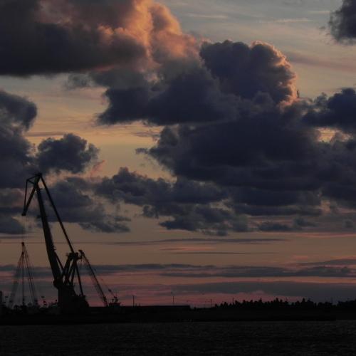 Sunset in port