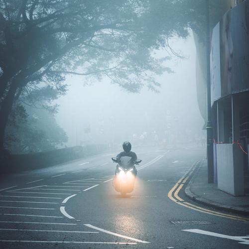 Motorcycle in the fog