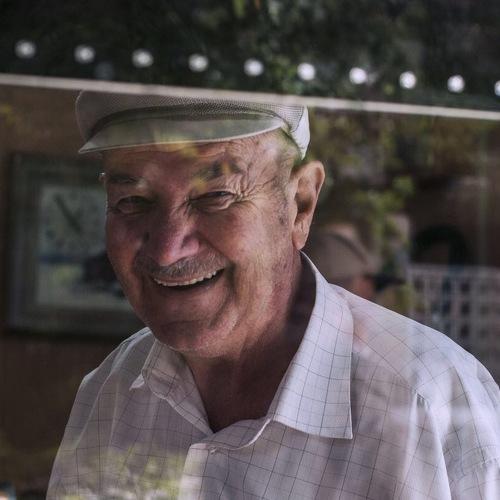 Old man smiles