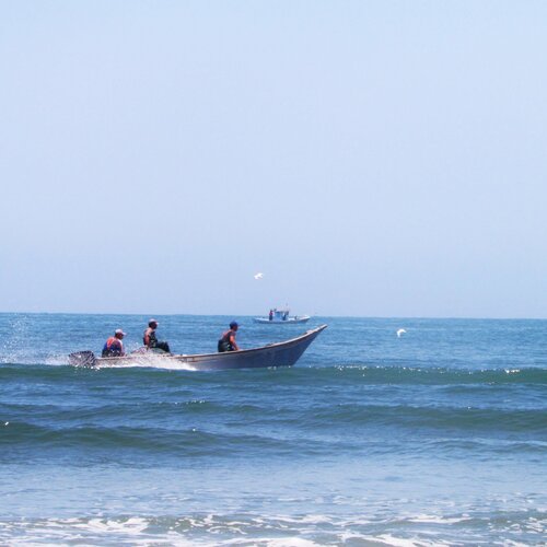 a boat in the sea