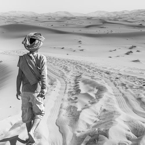 Walking in Sahara Desert
