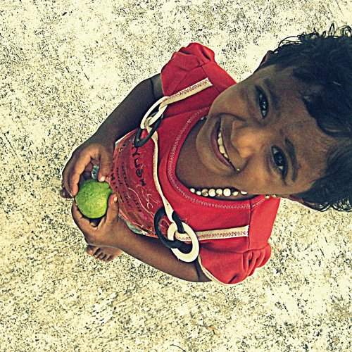 happy child with guava