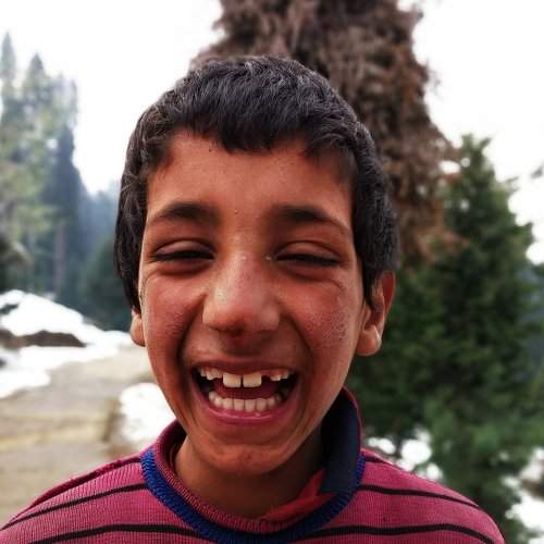 A boy looking over during the winter season in Kashmir, Picture taken on 19 nov 2018