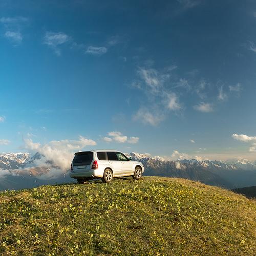 Subaru Forester and The Large Caucasus range.