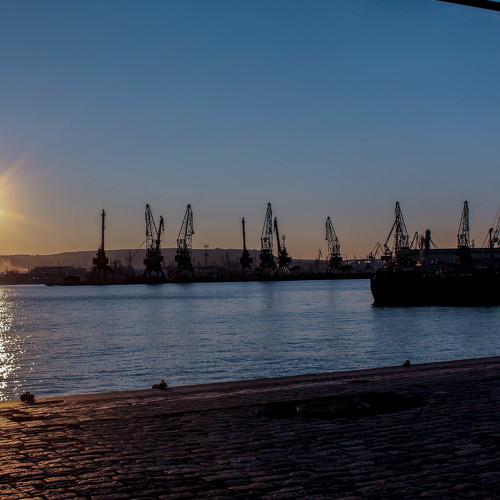 Port at sunset