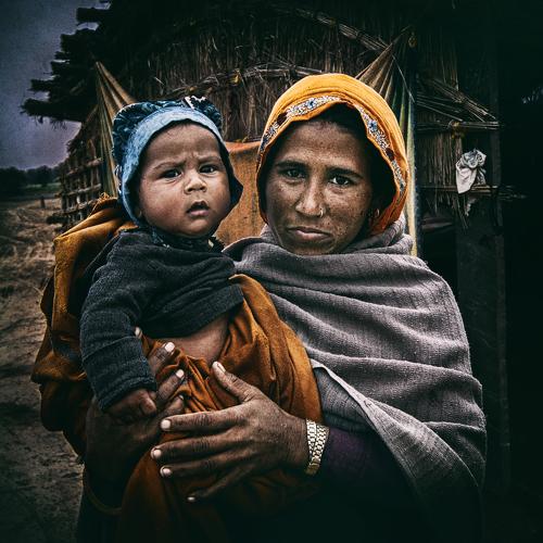 Indian woman and child