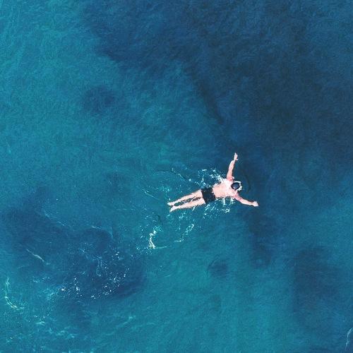 Swimmer in freezing water