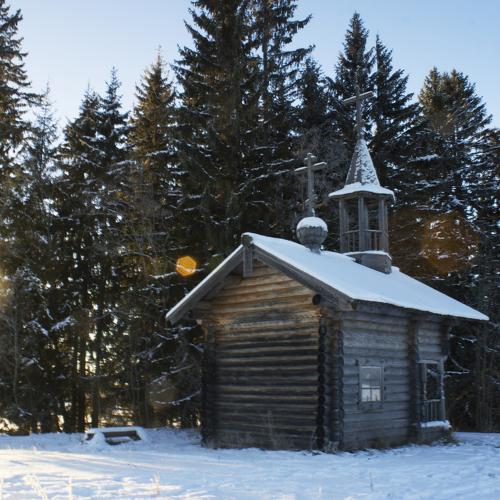 В лучах заходящего солнца.