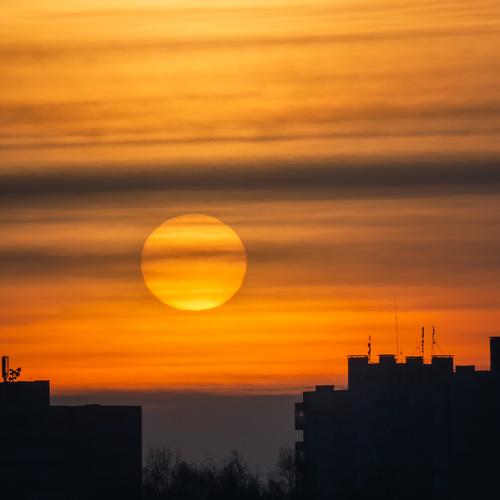 Sunrise in city