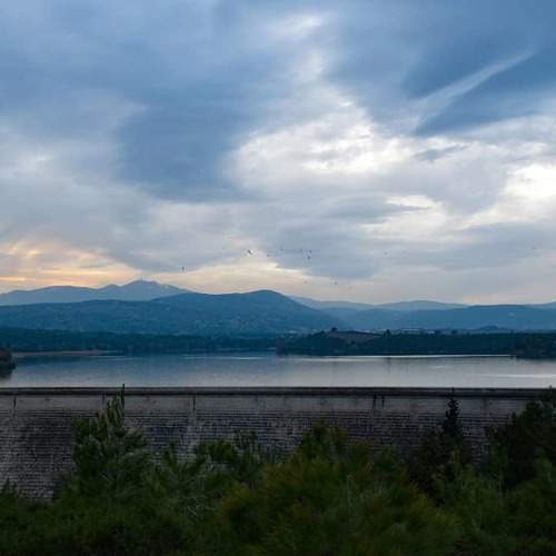 Cloudy sky above the lake.