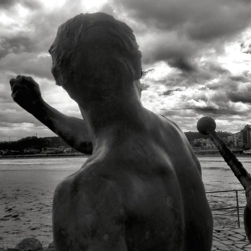 Portrait of man facing the sea, Salinas (Spain)