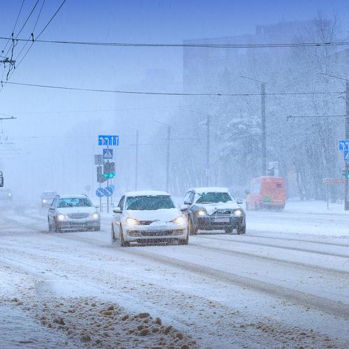 зима на дороге