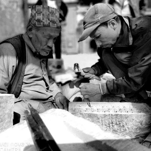 Stone Carver Carving Stone In Nepal
