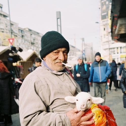 Man with a lamb