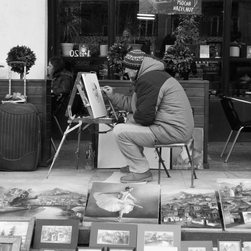 Painter at work in the street.