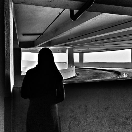a girl in the dark
