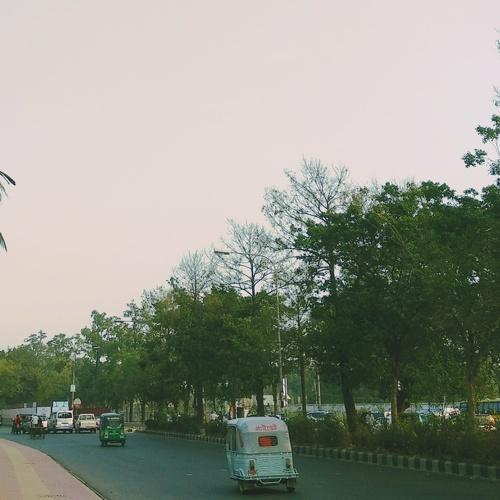 Morning busy road