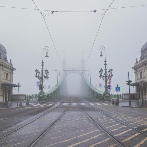Liberty Bridge on a foggy morning.