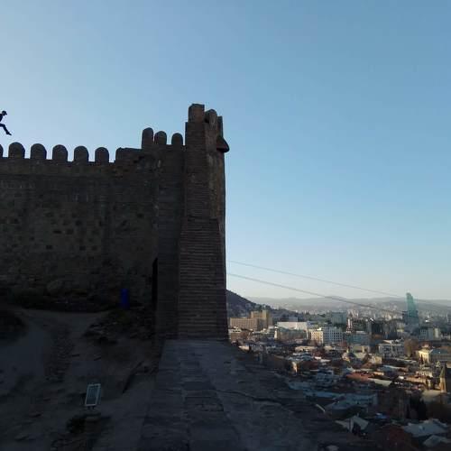 The man walking on the walls